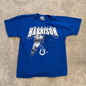 Vintage Marvin Harrison Indianapolis Colts NFL Players T-Shirt Blue Large L
